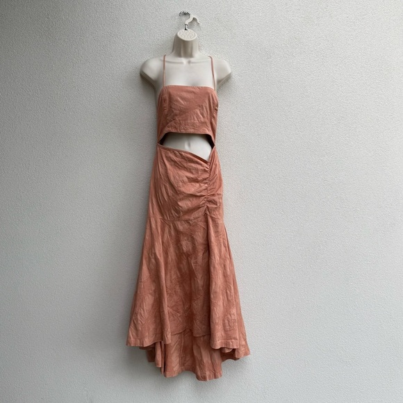 Free People Dresses & Skirts - Free People Terracotta/ Smoky Maxi Dress with Exposed Midriff, Waist Bow